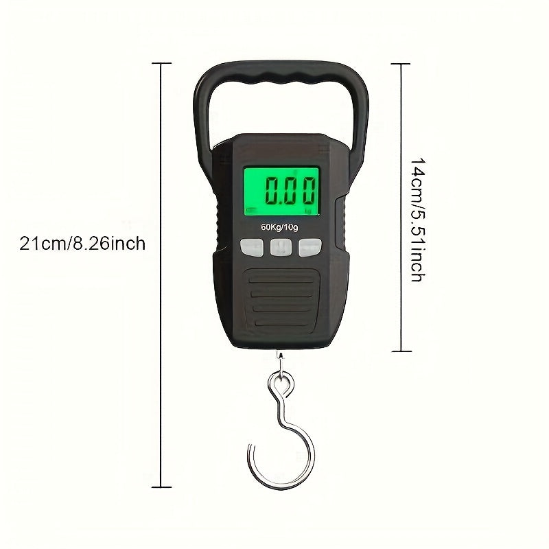 CYCG Heavy-Duty Digital Hanging Scale 132lb/60kg with Large Handle & Backlit LCD Display, /Plastic Construction, 0.01lb/0.01kg Precision, Large Capacity Weight Scale for Luggage, Fishing, Postal, Laboratory, Gym, Construction
