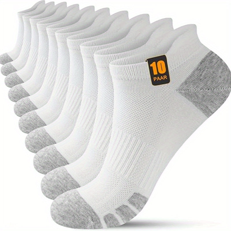 10 Pairs THCBME Men's Heavy-Duty Cushioned Dress Socks - Low-Cut All-Black/Charcoal Grey/White Toe, Thick Comfort for, Office, Formal & Casual Wear, Bulk Pack (10-Pair Box) - Durable Everyday Socks