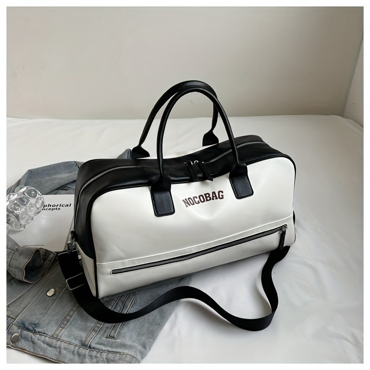 NOCUBAG Large Capacity Lightweight Travel Duffel Bag - Stylish Weekender with Shoulder Strap, Ginger/White & Brown Accents, Perfect for Gym, Short Trips & Carry-On, Short Trip Bag | Stylish Luggage | Bag, Travel Bag