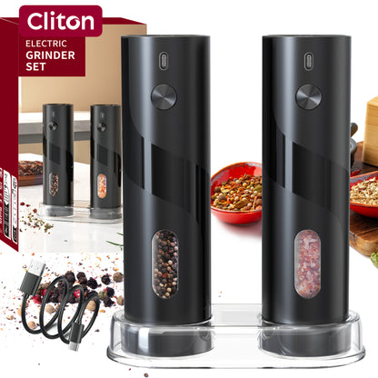 1pc/2pcs - CLITON Rechargeable Salt And Pepper Grinder Set, Salt And Pepper Grinder Electric 2pcs, Rechargeable Salt And Pepper Shakers Set, Electric Salt And Pepper Container, USB Rechargeable with LED Light, Multiple Style