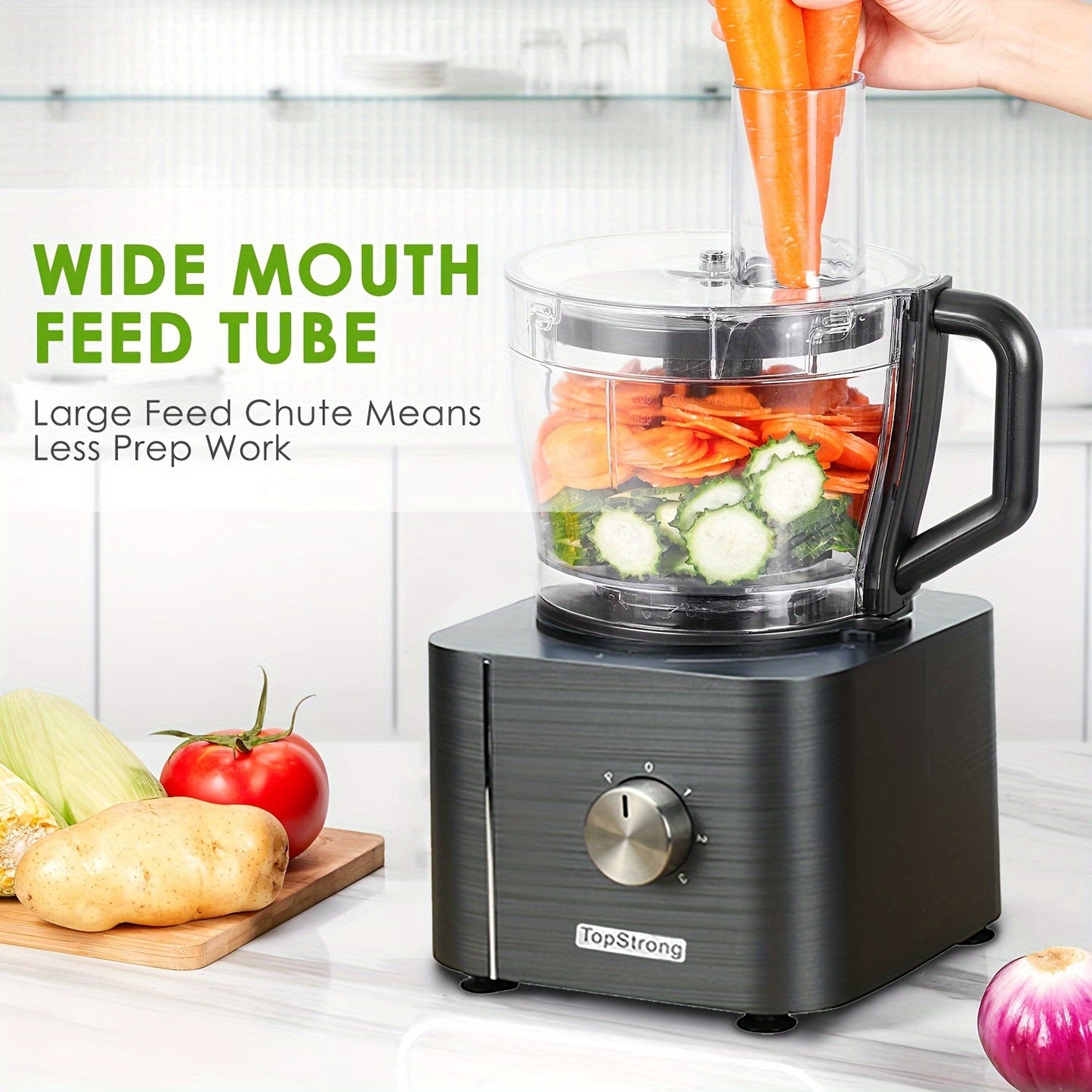 Food Processor 11-in-1 with Chopping Blending Kneading Grinding Whisking Juicing, 1100W, 3 Speeds Plus Pulse, 3.2 L Bowl and 1.5L Jug Blender