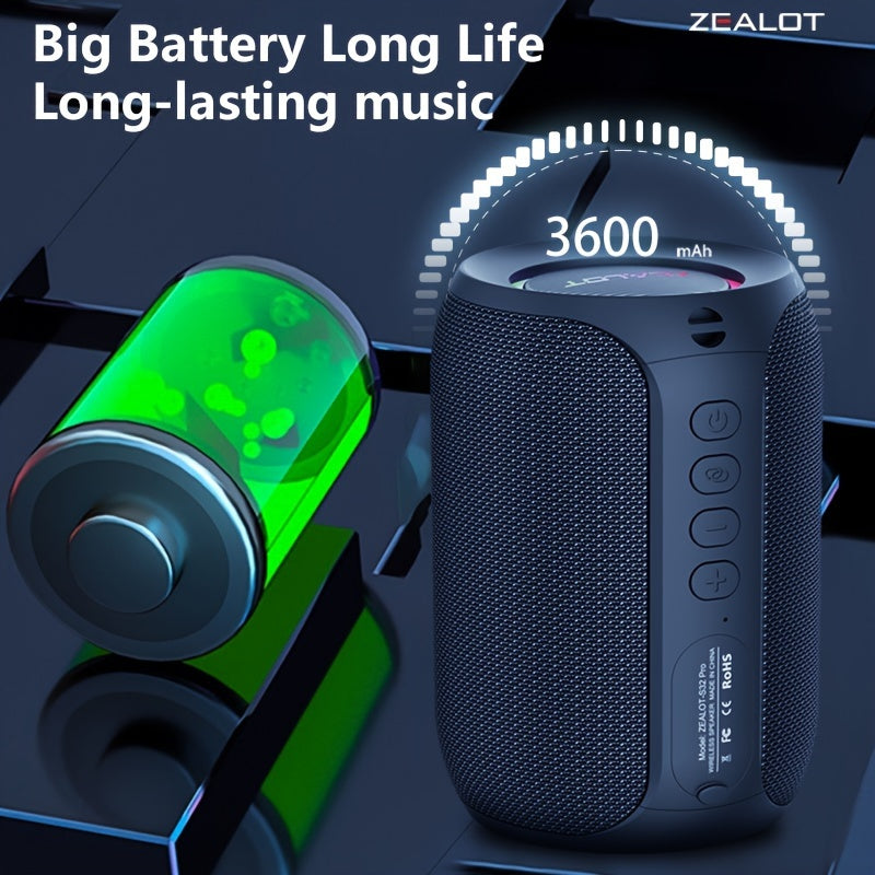 2024 New Style Zealot S32 Pro Wireless Speakers, Featuring Dual Pairing, a 3600Mah Battery, And 12 Hours of Loud Stereo Playtime with Booming Bass, Includes a Type-C Charging Cable for Connection with Mobile Phones, Tablets,