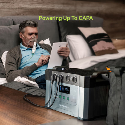 Estação de energia solar ALLPOWERS S2000 Pro com painel SP033 incluído, estação de energia portátil MPPT de 2400 W com 1 painel solar dobrável de 200 W, energia solar de reserva para roulottes, carrinhas, casas e campismo ao ar livre.