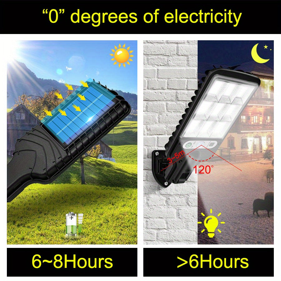 1pc 2200W Outdoor Solar Street Light Human Body Induction Garden Light with Remote Control LED Wall Light Waterproof Garden Light