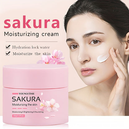 30/60g Sakura Facial Care Moisturizing Face Cream, Repairs Dry Skin, Protects Skin, Improves Skin Texture, Tightens Skin, Makes Skin Tender And Delicate, Suitable For All Skin Types, And Makes Your Skin Look Young With Plant