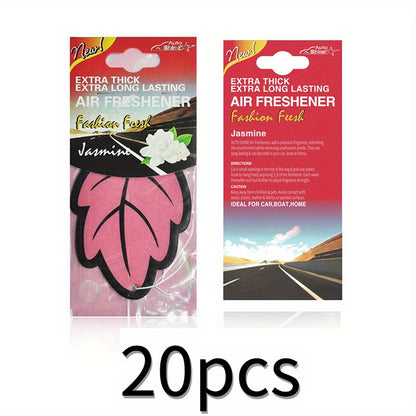 3-60pcs Car Air Freshener Natural Scented Tea Paper Auto Hanging Vanilla Perfume Fragrance Leaf Shape Car Interior Accessories Christmas Gift