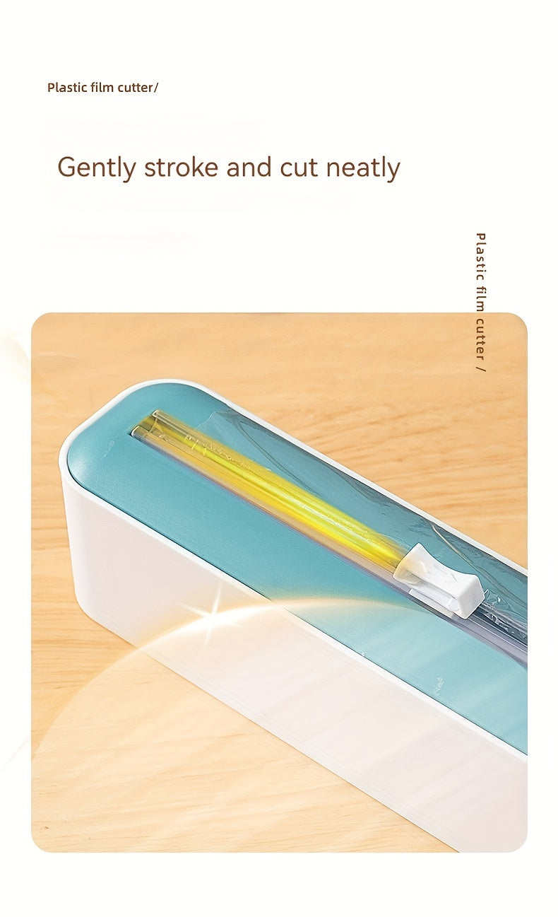 1pc Plastic Film Cutter, Fresh Film Cutter Dispenser, Refrigerator Magnetic Plastic Film Universal Cutting Box, Magnetic Refillable Plastic Packaging Dispenser With Cutter, Kitchen Tin Paper Cutting, Kitchen Tools
