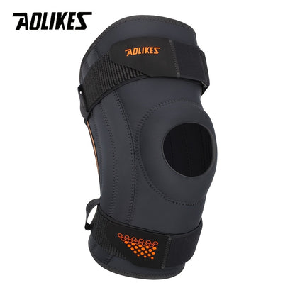 AOLIKES Unisex Spring-Loaded Knee Brace - Black with Orange Accents, Adjustable Straps & Breathable Design for Running, Sports, and Joint Support, Knee Brace for Running, Sports Knee Support, Sleek Knee Brace, Durable Knee Br