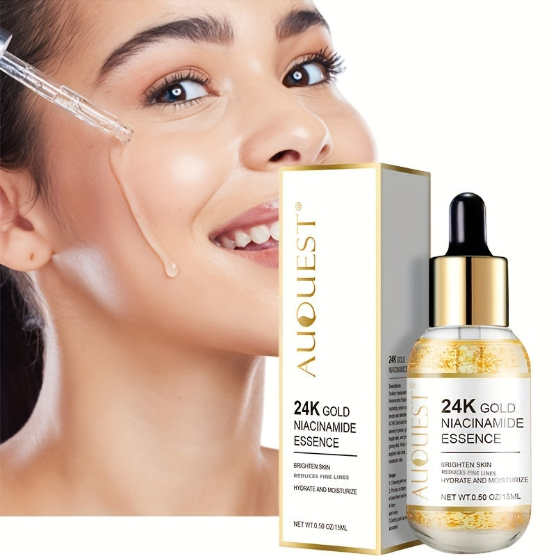 15ml 24K Golden Niacinamide Essence Facial Serum Improve Skin Tone Vitamin C Hyaluronic Acid Collagen 24K Golden Face Serum