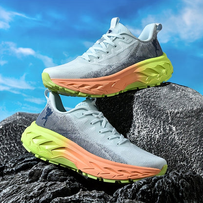 Men's All-Season New Sports Shoes, MD Soft Sole, Breathable Fabric Mesh Upper, Lightweight Design, Thickened Outsole, Fashion Trendy Running and Travel Hiking Camping Footwear