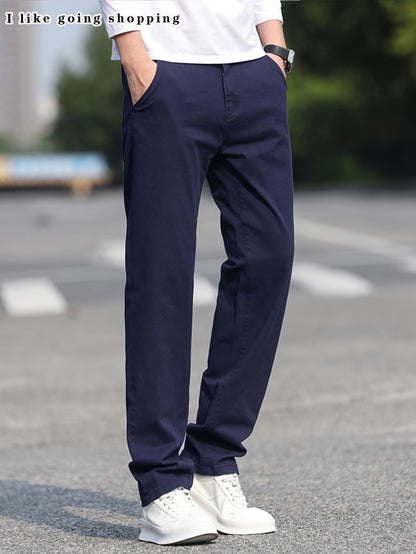 2pcs Men'S Stretch Chino Pants - Straight-Leg Business Casual Trousers with Elastic Waistband, All-Season Formal & Everyday Pants for Office, Meetings, And Casual Attire, Office Wear, Modern Trousers, Comfortable Fit, Versati