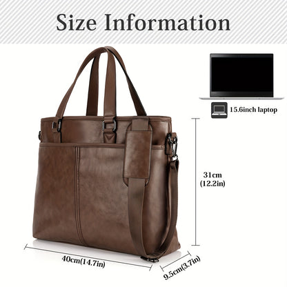 LUBARDY Men'S 15.6-Inch Laptop Briefcase - Lightweight Business Bag with Adjustable Shoulder Strap, Multiple Compartments & Zipper Closure, Coffee Brown for Office, Work, College, Laptop Storage, Professional Look, Durable Zi