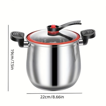 Heavy-Duty Stainless Steel Quick Boiling Pot - Induction & Gas Stove Compatible, Large Capacity Multi-Use Cookware with Lid Lock, 201 Grade Pot for Frying, Simmering, Steaming, Slow Cooking - Induction Cooktop Compatible