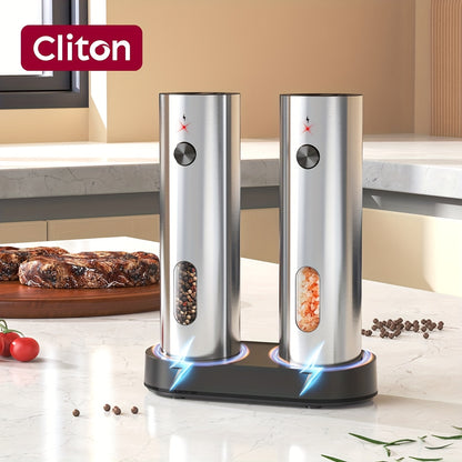 1pc/2pcs - CLITON Rechargeable Salt And Pepper Grinder Set, Salt And Pepper Grinder Electric 2pcs, Rechargeable Salt And Pepper Shakers Set, Electric Salt And Pepper Container, USB Rechargeable with LED Light, Multiple Style