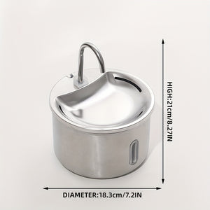 Bebedouro Automático em Aço Inoxidável para Cães e Gatos com Janela de Nível de Água – USB, Silencioso e Sem Bateria