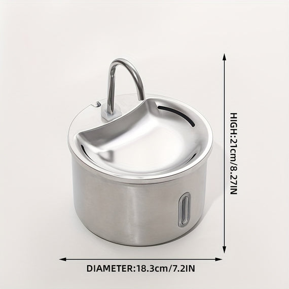Bebedouro Automático em Aço Inoxidável para Cães e Gatos com Janela de Nível de Água – USB, Silencioso e Sem Bateria
