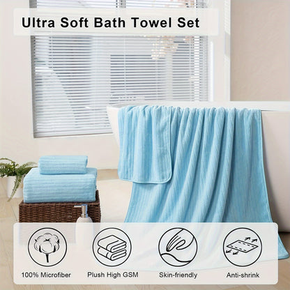 8pcs Solid Color Towels Set, Bath Towels 71.12cm*139.7cm & Hand Towels 35.56cm*76.2cm, Super Soft Breathable Bathroom Towels, Highly Absorbent Shower Towel, For Beach Spa Gym Hotel, Bathroom Supplies