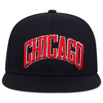 2.54 cmCHICAGO" Embroidered Baseball Cap, Lightweight Polyester, Hand-Washable, Sporty Snapback with Iconic Design for Casual Wear