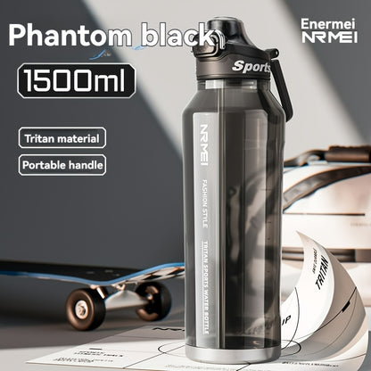 Garrafa de água desportiva NRMEi com palhinha, tampa flip-top e pega portátil - Design durável, resistente a impactos e antiderrapante para ginásio, atividades ao ar livre e hidratação. Acabamento brilhante e elegante. Material livre de BPA.