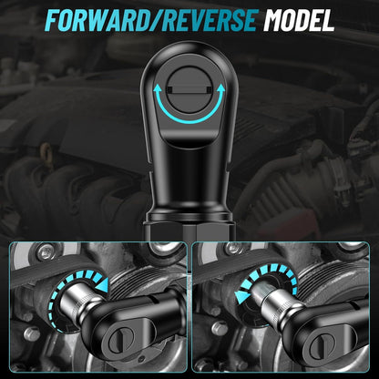 Seesii Cordless Ratchet 3/ 8", 90N.m 200RPM, 200RPM Power Ratchet Wrench 90N.m, 2 x 2.0A Batteries & Charger, Variable Speed Trigger, 8 Sockets, 1/ 4" & 1/ 2" Adapter, 3" Extension Bar