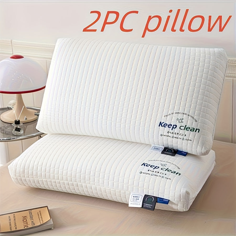 2 Ergonomic Luxury Neck Pillows - Adjustable Cervical Support, Breathing Fabric & Machine Washability for All Sleepers (Side/Back), Hotel-Quality Comfort in Elegant Textured White with Zipper Cover