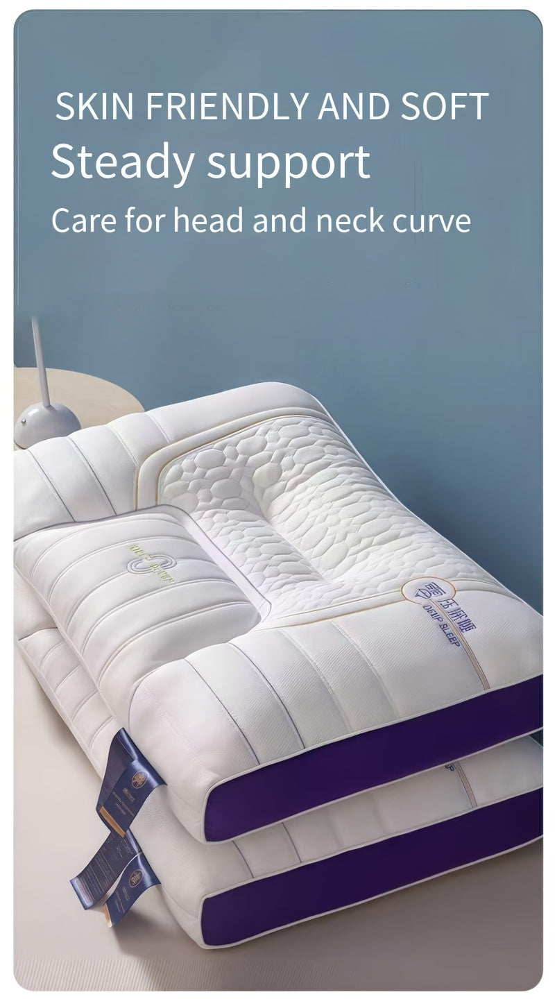 1pc Zero Pressure Deep Sleep Neck Pillow - 4-Level Ergonomic Cervical Pillow with Anti-Hunchback Design, Soft & Firm Support for Side/Back/Stomach Sleepers, Non-Collapsing Core, 8-Hour Comfort, Hand Washable, Ideal for Home U