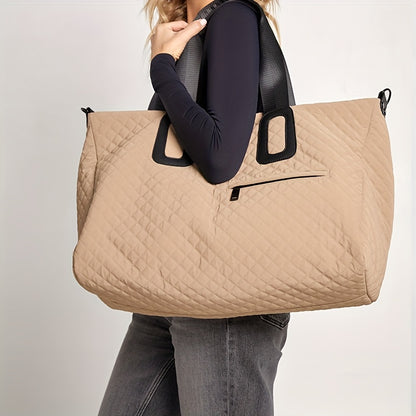 WEIXIER Spacious Multi-Pocket Travel Tote - Durable, Lightweight Women's Handbag for Weekend Getaways & Daily Use - Available in Coffee, White, Black