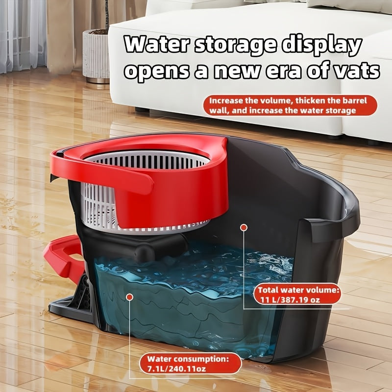 Rotating Mop with a Hands-Free Cleaning Bucket, Featuring a Telescopic Handle, Foot Pedal, And Manual Pressure for Dual-Drive Floor Cloth.