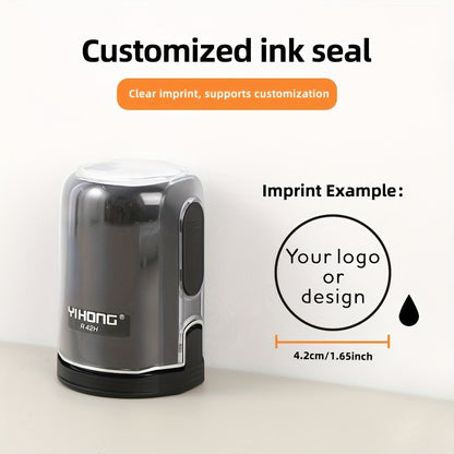 Customized Logo & Text Stamp - Personalized Anime Character Design, High-Quality Ink Seal for Business Badges and Office Use, Round Shape, Black Plastic Body, Perfect for Adding a Unique Touch to Documents, Business Badge Mak
