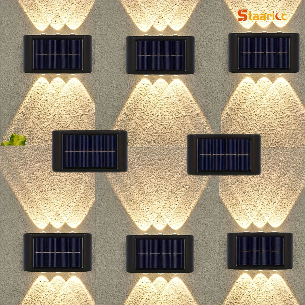 Staaricc 6/ 4/ 2pcs Solar Wall Light, Outdoor 6 LED Deck Lights, Wall Light, For Courtyard, Street, Fence, Garage, Garden Perfect Decoration