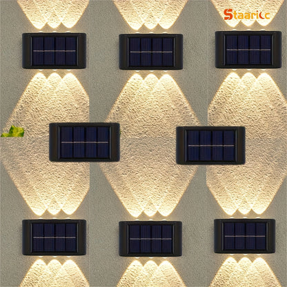 Staaricc 6/ 4/ 2pcs Solar Wall Light, Outdoor 6 LED Deck Lights, Wall Light, For Courtyard, Street, Fence, Garage, Garden Perfect Decoration