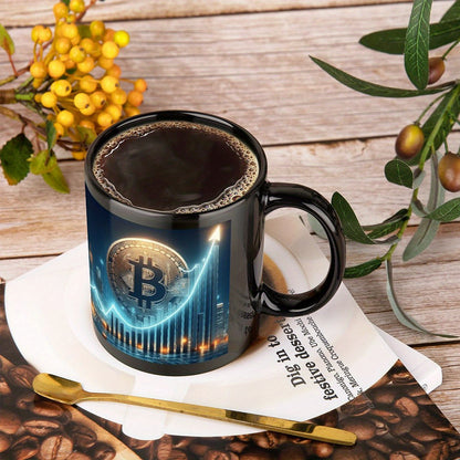 1pc 11oz Bitcoin Ceramic Coffee Mug – Insulated Reusable Tea Cup with Crypto-Themed Design, Perfect Gift for Women, Mom, or Girlfriend, Gift for Crypto Enthusiasts | Cryptothemed Mug | Sleek Glossy Finish