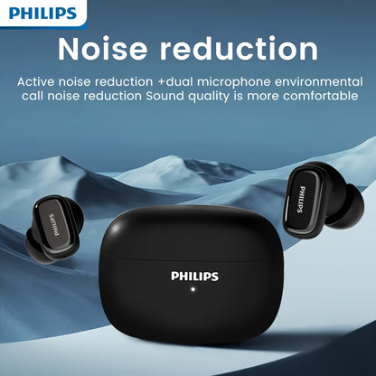 For Philips Active Noise-Cancelling Wireless Headphones with Single-Click Left Ear Adjustment, Dual HD Microphones, Sport-Style In-Ear Design, USB-C Charging, 10W Max Output, 5W Min Output, 36V Safe Voltage, Compatible with f