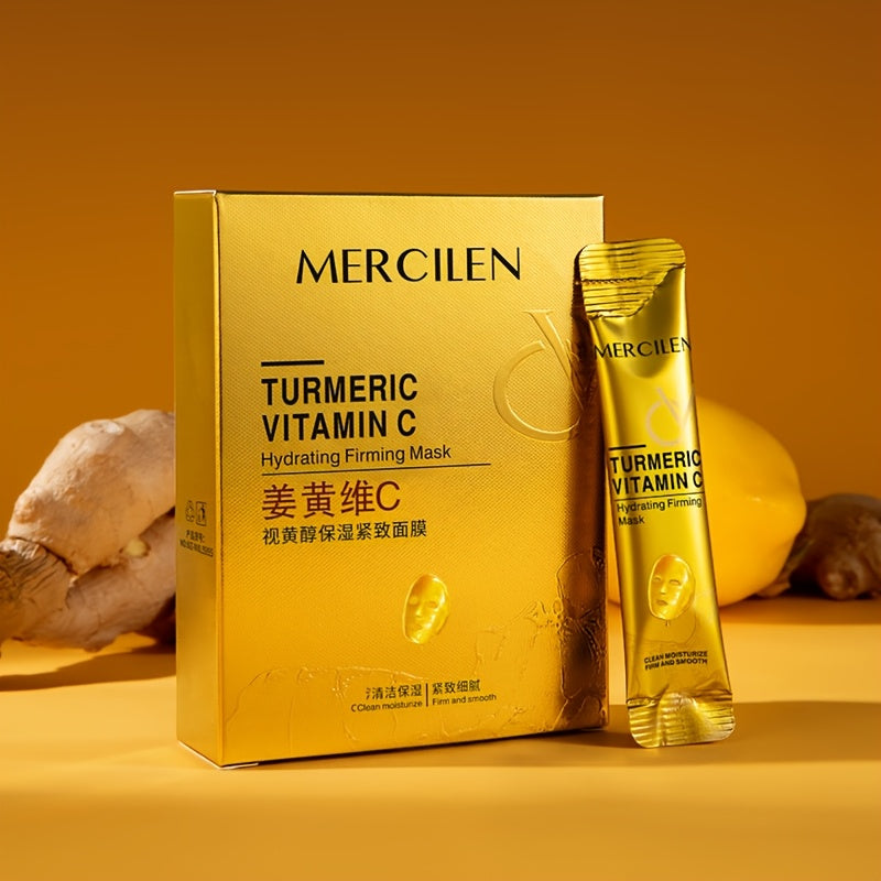 Turmeric Vitamin C retinol Moisturizing and firming Mask 6g*10 pack, containing collagen, vitamin E, niacinamide and plant squalane, deep cleaning, moisturizing and firming, even Light Beige, fine pores, suitable for all Ligh