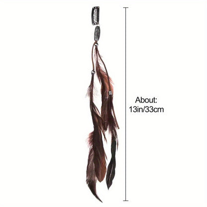 1pc Faux Feather With A Snap Clip Boho Style Feather Tassel Hair Extension Hair Clip For Women Daily Use