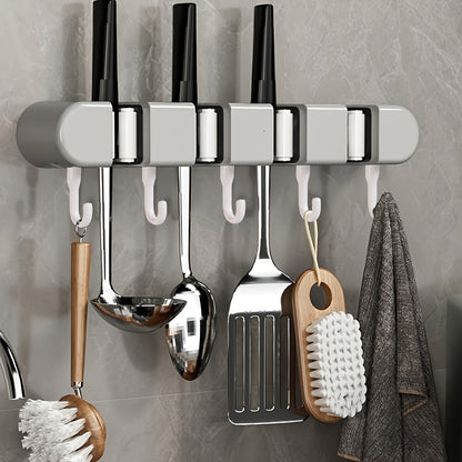 1pc, Multi-functional Mop Holder, Punch-free Wall-mounted Hooks, Mop Clip, Mop Rack, Broom Clip, Garden Tool Organizer, Towel Rack, Non-slip, Useful Tools, Cleaning Tools, Cleaning Supplies, Household Gadgets