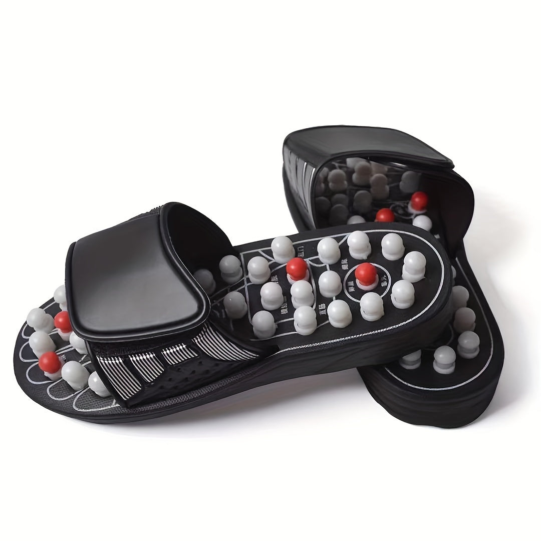 Massage Slippers Polka Dot Japanese Rotating Health Massage Slippers Acupoint Health Care Foot Health Slippers, Open Toe Non-Slip Massage Shoes Reflex Foot