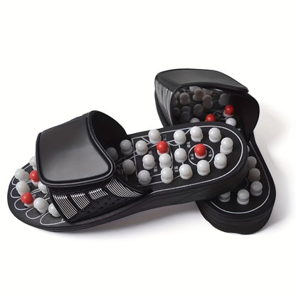 Massage Slippers Polka Dot Japanese Rotating Health Massage Slippers Acupoint Health Care Foot Health Slippers, Open Toe Non-Slip Massage Shoes Reflex Foot