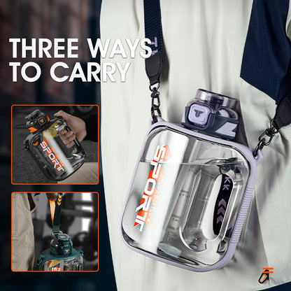 1pc TKK Leakproof Sports Water Bottle Jug with Handle & Straw - Wide Mouth, BPA-Free, for Gym, Travel, Camping, Yoga - Available in 1000ml/1600ml/2100ml (33.81oz/54.1oz/71.01oz) - Ideal Gift for Athletes, Hikers, Outdoor Enth