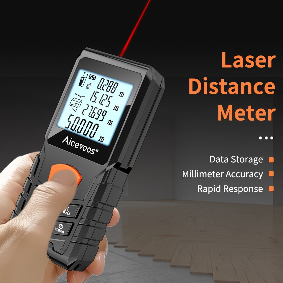 AICEVOOS High Precision Digital Laser Distance Meter, 50-120m Range, Battery-Powered, Rubber Casing, Electronic Measuring Tape for Industrial Measurement, Measurement Tool|Digital Distance Meter|Rubber Casing Tape