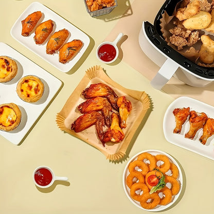10/50/100pcs, Disposable Air Fryer Liners (16.0cm), Square Paper Air Fryer Liner Pots, Paper Basket Bowls, Baking Trays, Oven Accessories, Baking Tools, Kitchen Gadgets, Kitchen Accessories