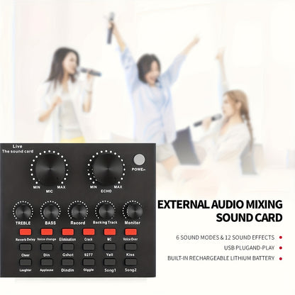 Podcast Equipment Bundle, with BM800 Podcast Microphone And V8 Sound Card, Voice Changer - Audio Interface -Perfect for Recording, Singing, Streaming And Gaming, Microphone for Podcast, Microphone Podcast, Compact Setup, Reli