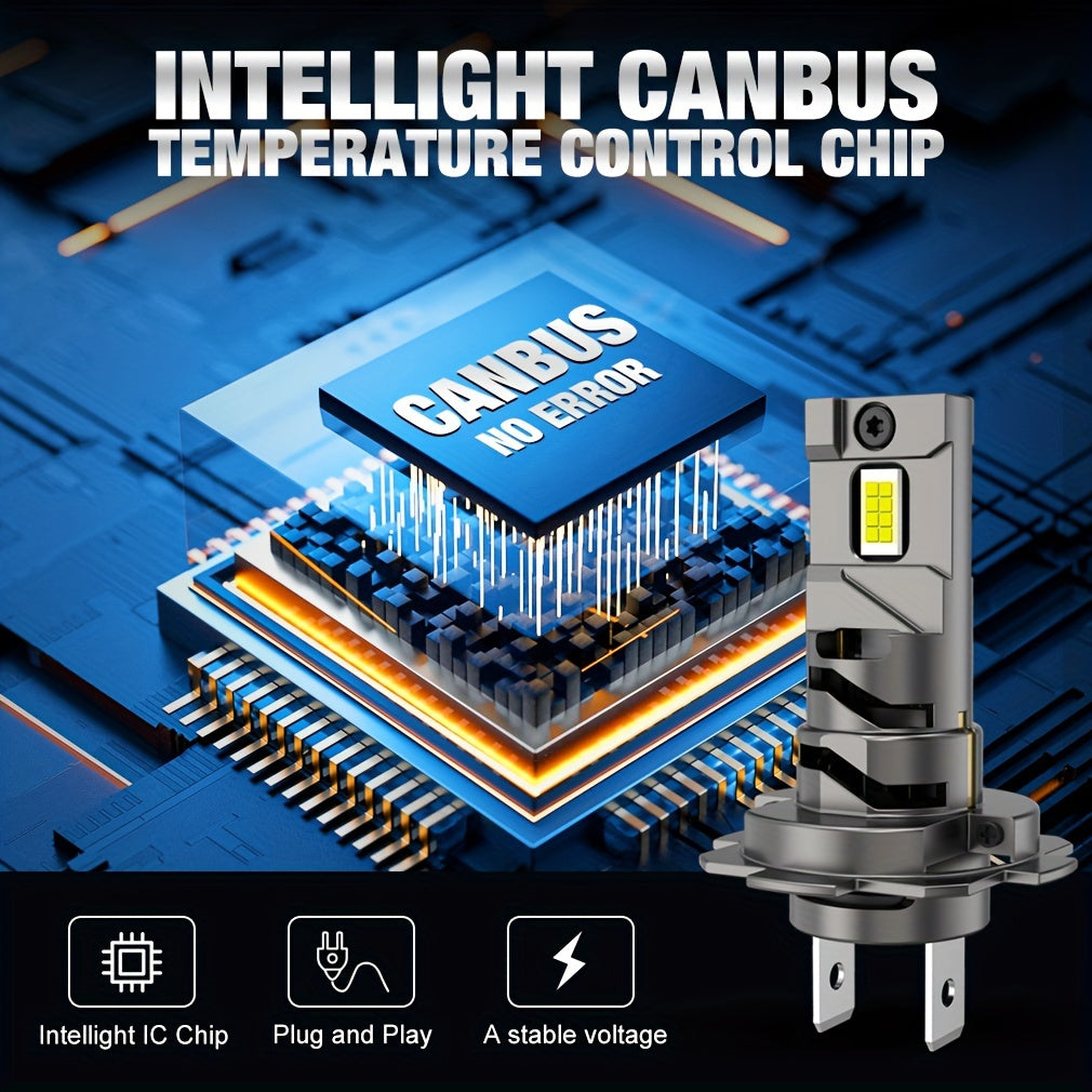 S&D H7 LED Headlight - High Power, High Lumen, Dual Copper Tube, Strong Heat Dissipation, Decoding, with Fan, Plug-and-Play, for Motor Vehicles, 36V or Below, No Battery Required, Vehicle Lighting Upgrade, Sleek Design, Durab