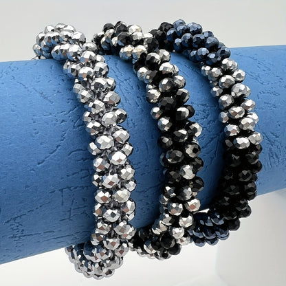 Esbbela 3pcs Bracelet Set Holiday Gift Beaded Artificial Crystal Stackable Strap Set with Elasticity Suitable for Women Men 16.51-20.32 cm Daily Vacation