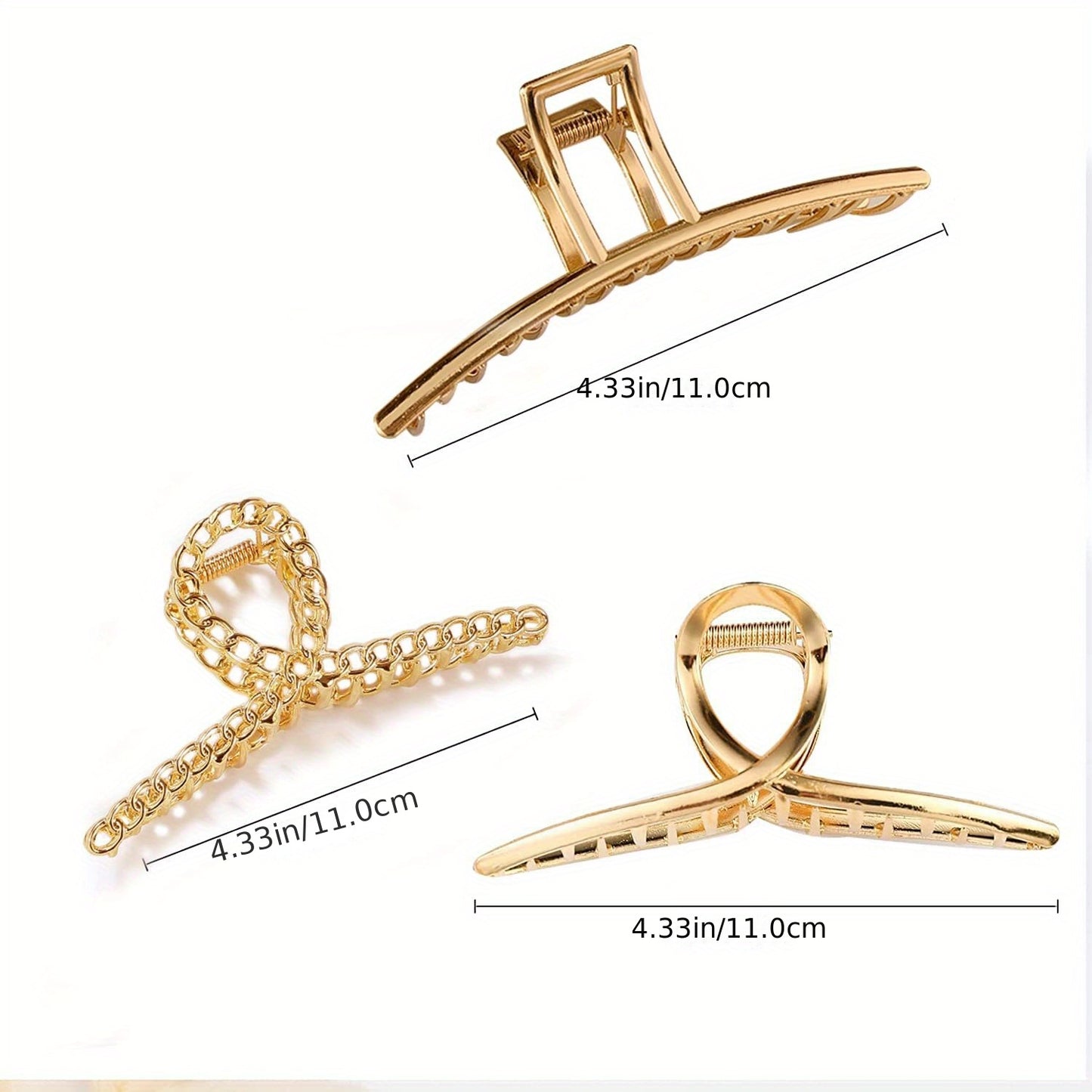 3pcs/set Trendy Metal Hair Claw Anti-slip Hair Crab Clip Elegant Geometric Hairpin Decorative Hair Accessories For Women, ideal choice for gifts