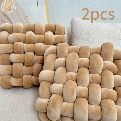 2pcs Knot Throw Pillow Soft Throw Pillow Home Decoration Cushion Square Office Knotted Plush Throw Pillow Cushion For Living Room Bedroom Sofa Couch Living Room Home Decor