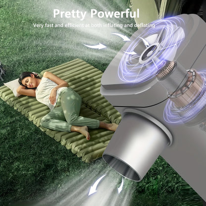 Outdoor Camping Electric Inflatable Pump, Portable Air Pump for Vacuum Compression Bags, Inflatable Sofa, Air Mattress, Boat, Swimming Ring Mini Quick Charge Black Version, USB Rechargeable Battery with 5 Nozzles., 30W