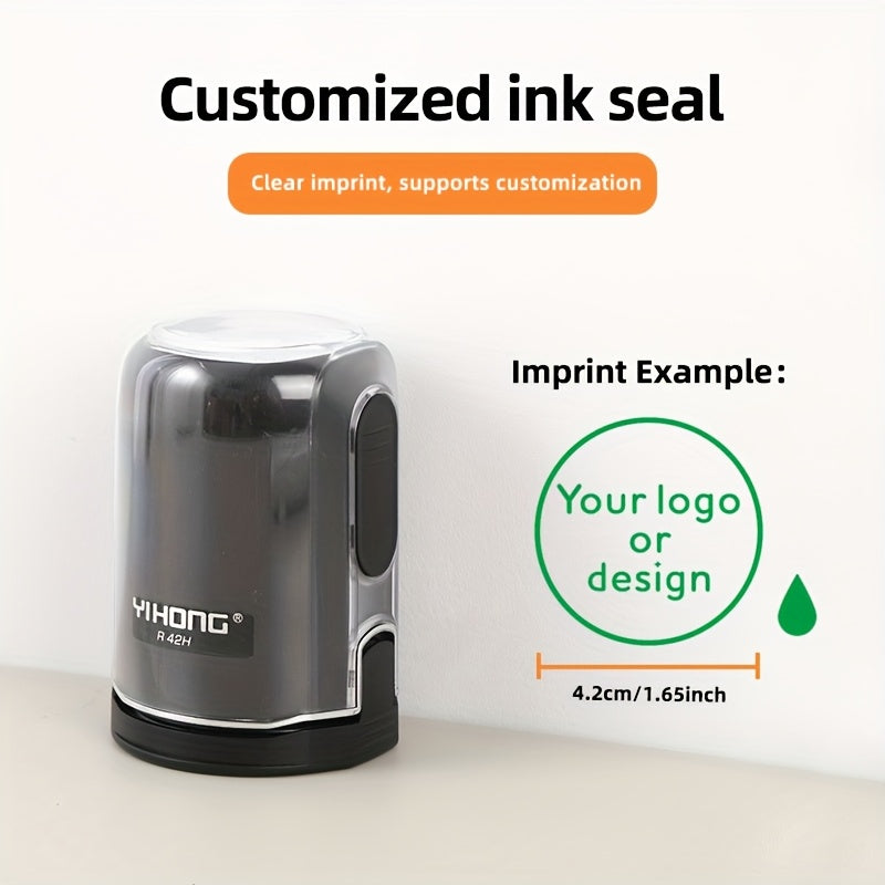 Customized Logo & Text Stamp - Personalized Anime Character Design, High-Quality Ink Seal for Business Badges and Office Use, Round Shape, Black Plastic Body, Perfect for Adding a Unique Touch to Documents, Business Badge Mak