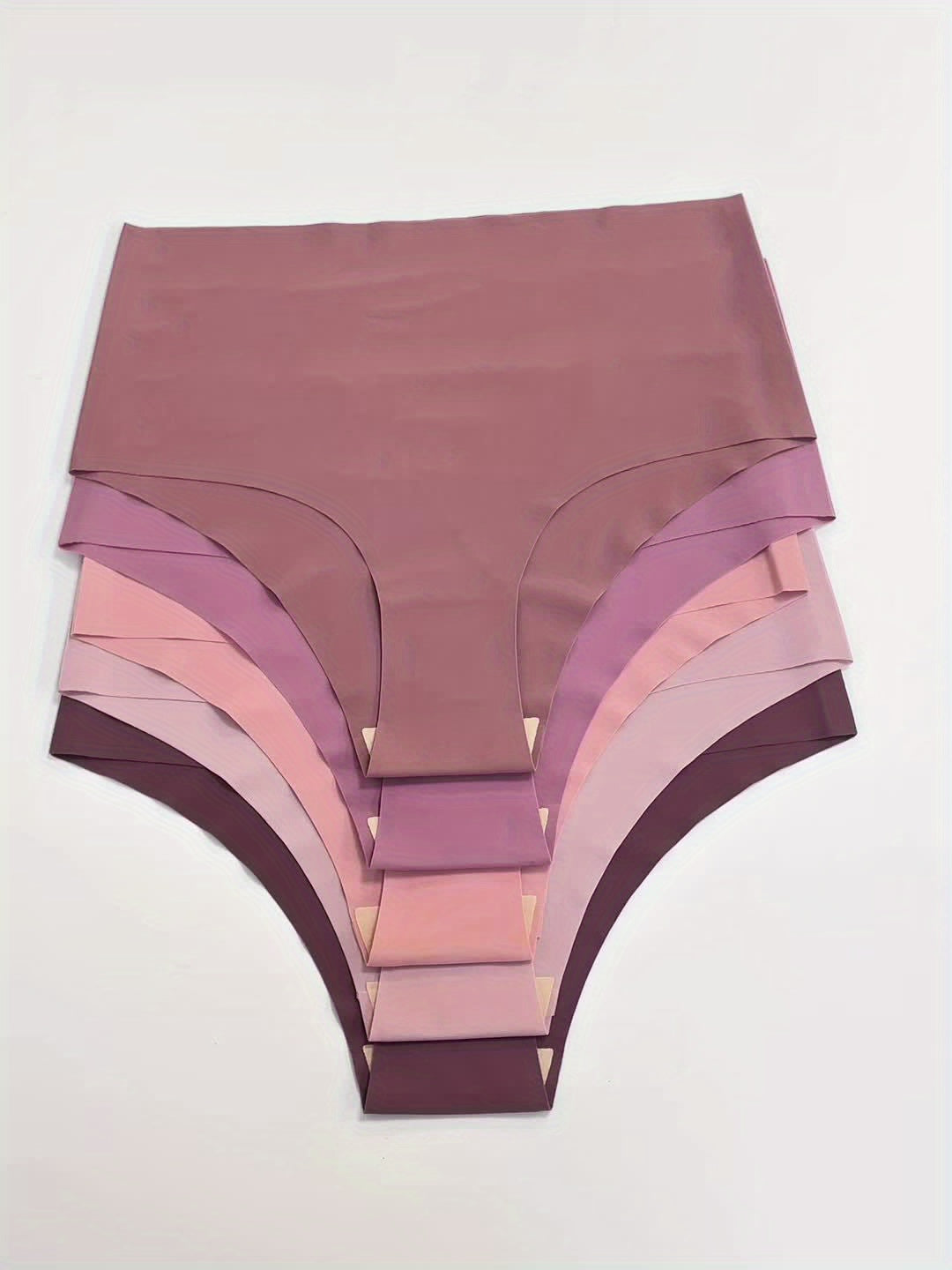 Conjunto de 5 cuecas de cintura subida sem costuras em cores sortidas, lingerie feminina.