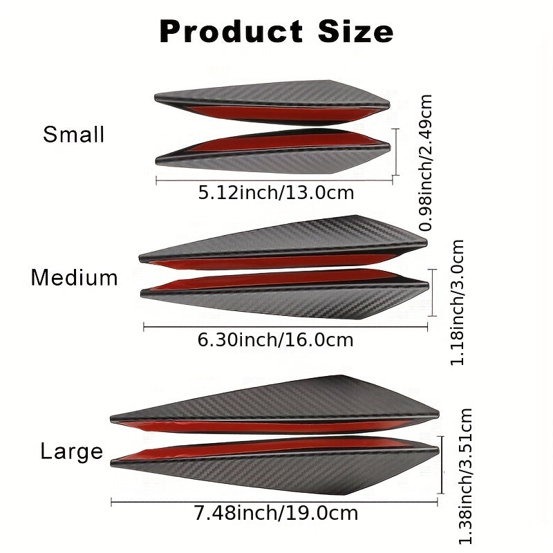 6pcs Racing carbon fiber pattern spoiler kit, car bumper collision protection paint rubber decoration